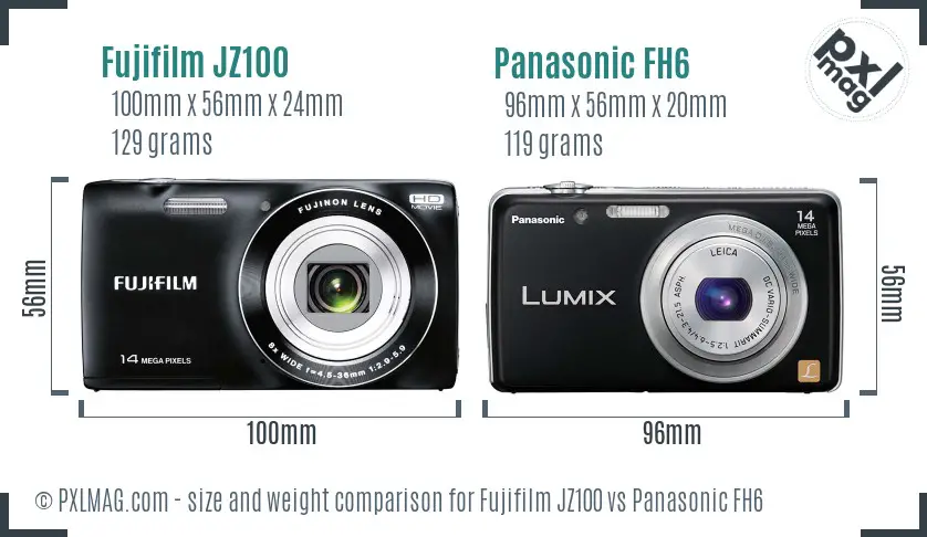 Fujifilm JZ100 vs Panasonic FH6 size comparison