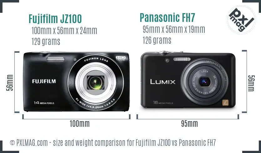 Fujifilm JZ100 vs Panasonic FH7 size comparison