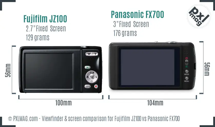 Fujifilm JZ100 vs Panasonic FX700 Screen and Viewfinder comparison