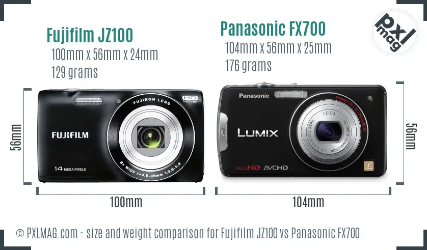 Fujifilm JZ100 vs Panasonic FX700 size comparison