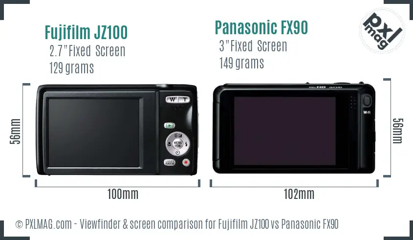 Fujifilm JZ100 vs Panasonic FX90 Screen and Viewfinder comparison