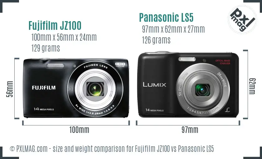 Fujifilm JZ100 vs Panasonic LS5 size comparison