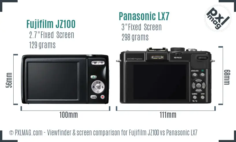 Fujifilm JZ100 vs Panasonic LX7 Screen and Viewfinder comparison