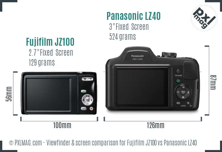 Fujifilm JZ100 vs Panasonic LZ40 Screen and Viewfinder comparison