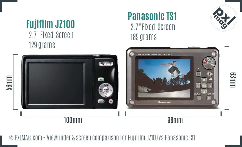 Fujifilm JZ100 vs Panasonic TS1 Screen and Viewfinder comparison