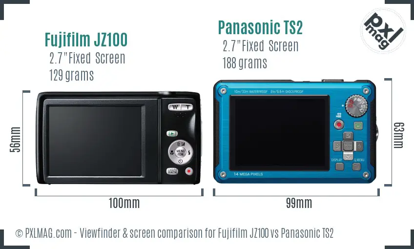 Fujifilm JZ100 vs Panasonic TS2 Screen and Viewfinder comparison