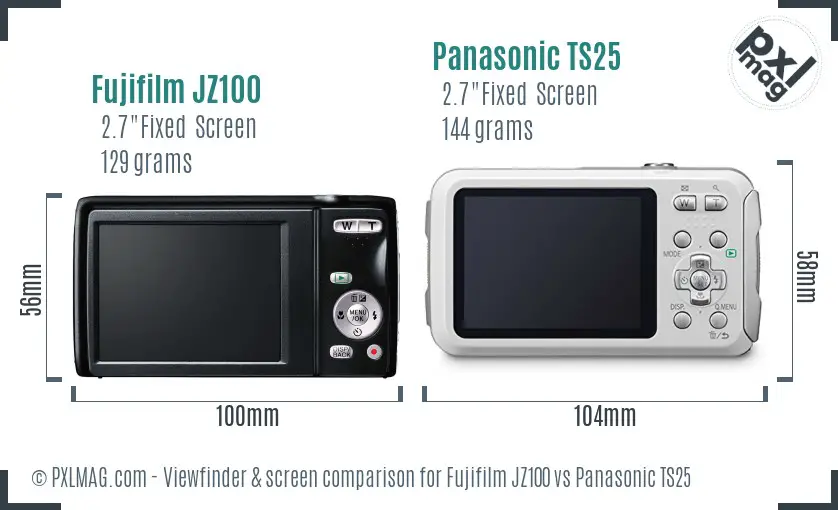 Fujifilm JZ100 vs Panasonic TS25 Screen and Viewfinder comparison