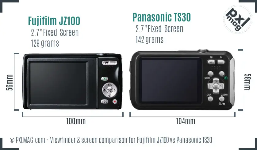 Fujifilm JZ100 vs Panasonic TS30 Screen and Viewfinder comparison