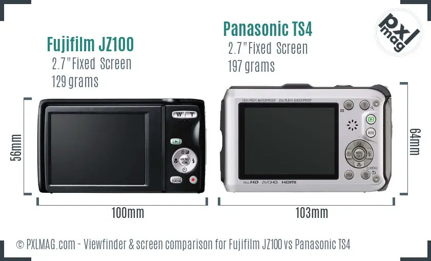 Fujifilm JZ100 vs Panasonic TS4 Screen and Viewfinder comparison Fujifilm JZ100 vs Panasonic TS4 Screen and Viewfinder comparison