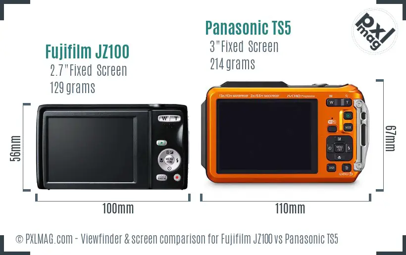 Fujifilm JZ100 vs Panasonic TS5 Screen and Viewfinder comparison Fujifilm JZ100 vs Panasonic TS5 Screen and Viewfinder comparison