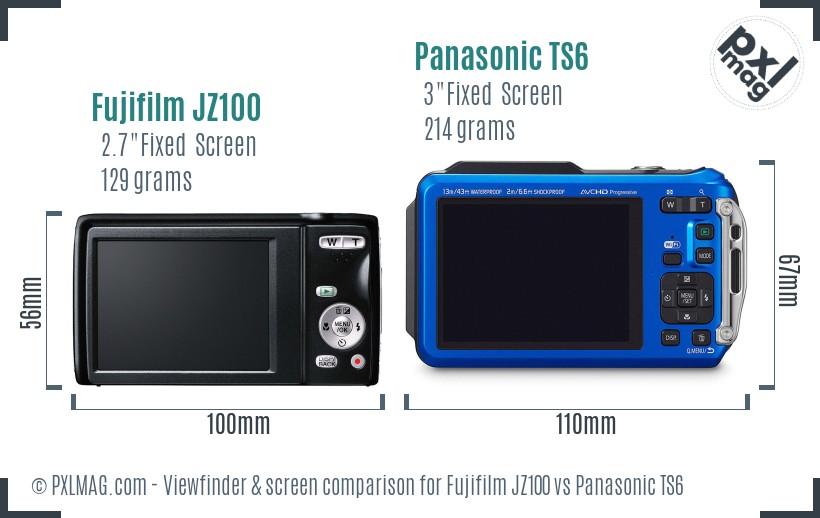 Fujifilm JZ100 vs Panasonic TS6 Screen and Viewfinder comparison
