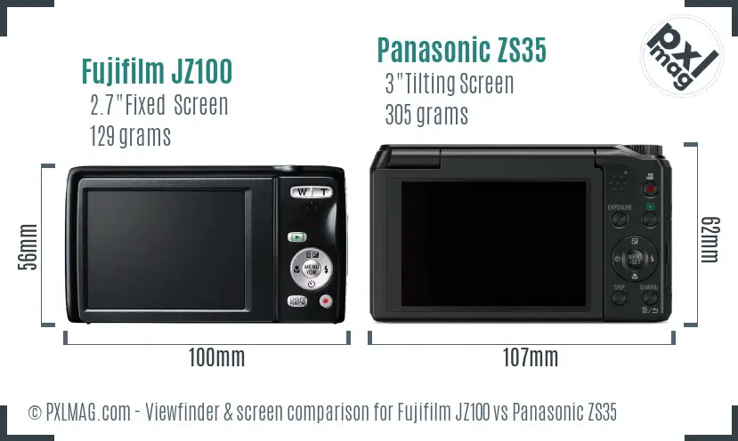 Fujifilm JZ100 vs Panasonic ZS35 Screen and Viewfinder comparison Fujifilm JZ100 vs Panasonic ZS35 Screen and Viewfinder comparison