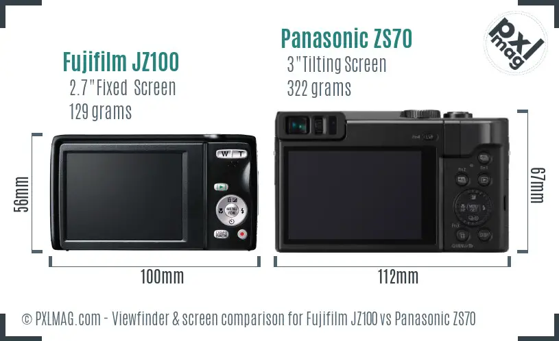 Fujifilm JZ100 vs Panasonic ZS70 Screen and Viewfinder comparison Fujifilm JZ100 vs Panasonic ZS70 Screen and Viewfinder comparison