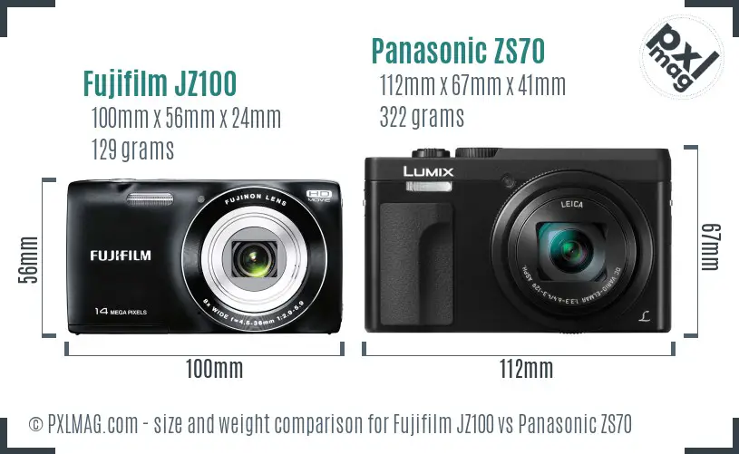 Fujifilm JZ100 vs Panasonic ZS70 size comparison Fujifilm JZ100 vs Panasonic ZS70 size comparison