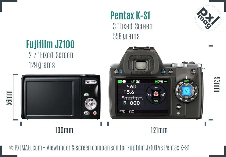 Fujifilm JZ100 vs Pentax K-S1 Screen and Viewfinder comparison