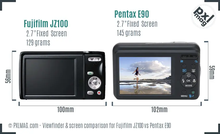 Fujifilm JZ100 vs Pentax E90 Screen and Viewfinder comparison