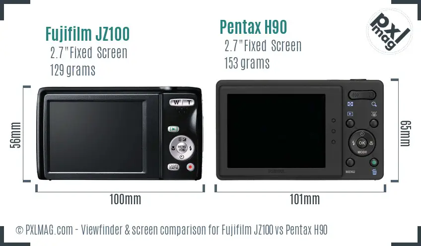 Fujifilm JZ100 vs Pentax H90 Screen and Viewfinder comparison