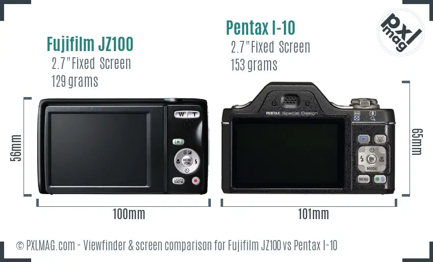 Fujifilm JZ100 vs Pentax I-10 Screen and Viewfinder comparison