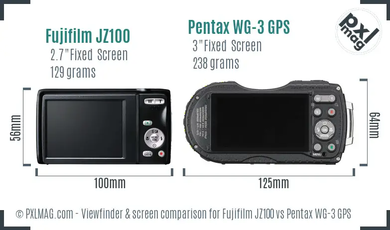 Fujifilm JZ100 vs Pentax WG-3 GPS Screen and Viewfinder comparison