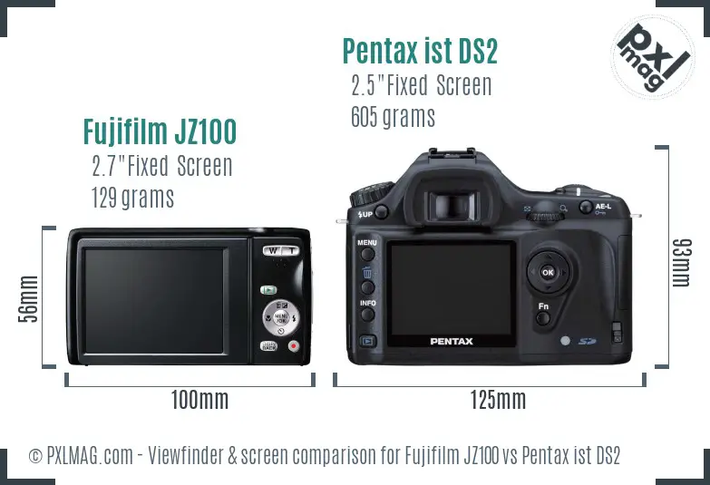 Fujifilm JZ100 vs Pentax ist DS2 Screen and Viewfinder comparison