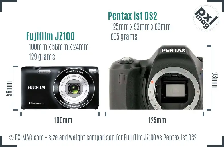 Fujifilm JZ100 vs Pentax ist DS2 size comparison