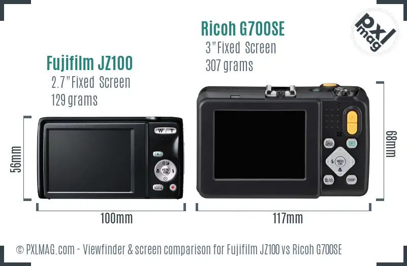 Fujifilm JZ100 vs Ricoh G700SE Screen and Viewfinder comparison