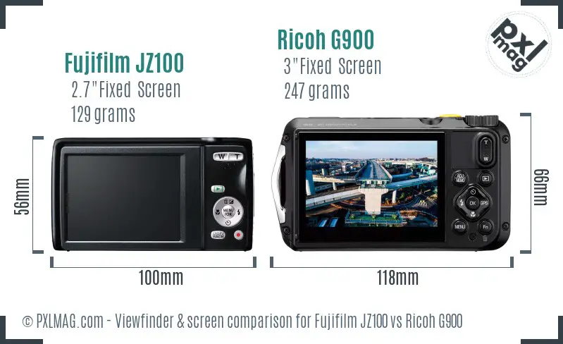 Fujifilm JZ100 vs Ricoh G900 Screen and Viewfinder comparison