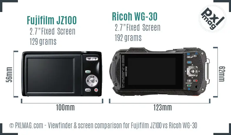 Fujifilm JZ100 vs Ricoh WG-30 Screen and Viewfinder comparison Fujifilm JZ100 vs Ricoh WG-30 Screen and Viewfinder comparison