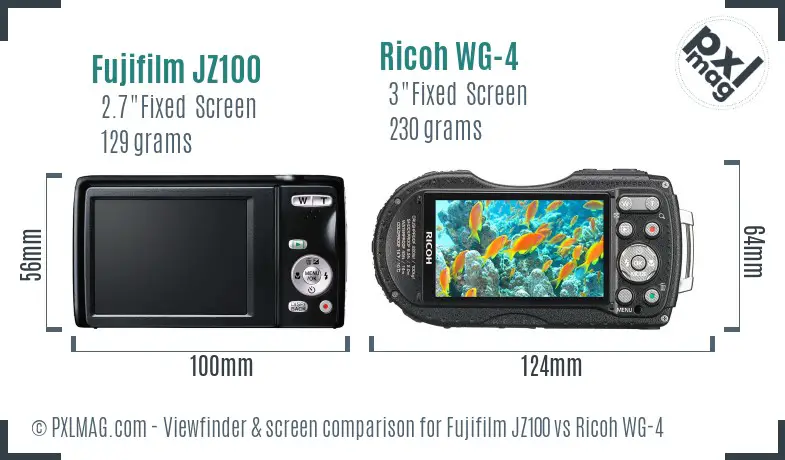 Fujifilm JZ100 vs Ricoh WG-4 Screen and Viewfinder comparison