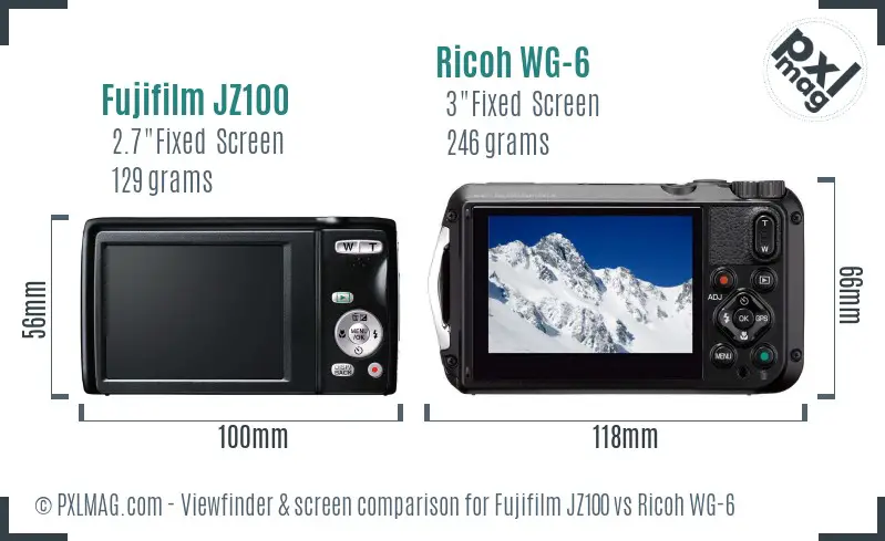 Fujifilm JZ100 vs Ricoh WG-6 Screen and Viewfinder comparison