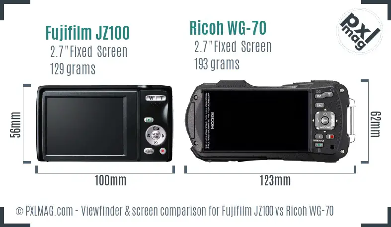 Fujifilm JZ100 vs Ricoh WG-70 Screen and Viewfinder comparison Fujifilm JZ100 vs Ricoh WG-70 Screen and Viewfinder comparison
