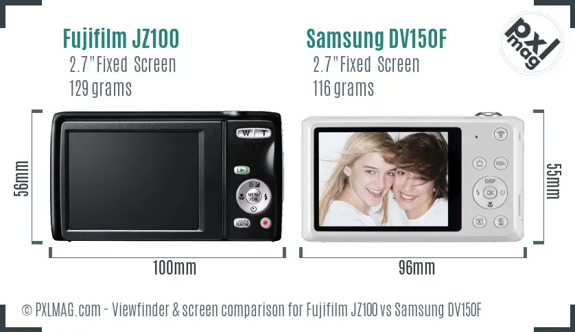 Fujifilm JZ100 vs Samsung DV150F Screen and Viewfinder comparison Fujifilm JZ100 vs Samsung DV150F Screen and Viewfinder comparison