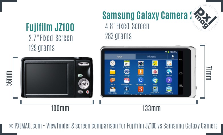 Fujifilm JZ100 vs Samsung Galaxy Camera 2 Screen and Viewfinder comparison