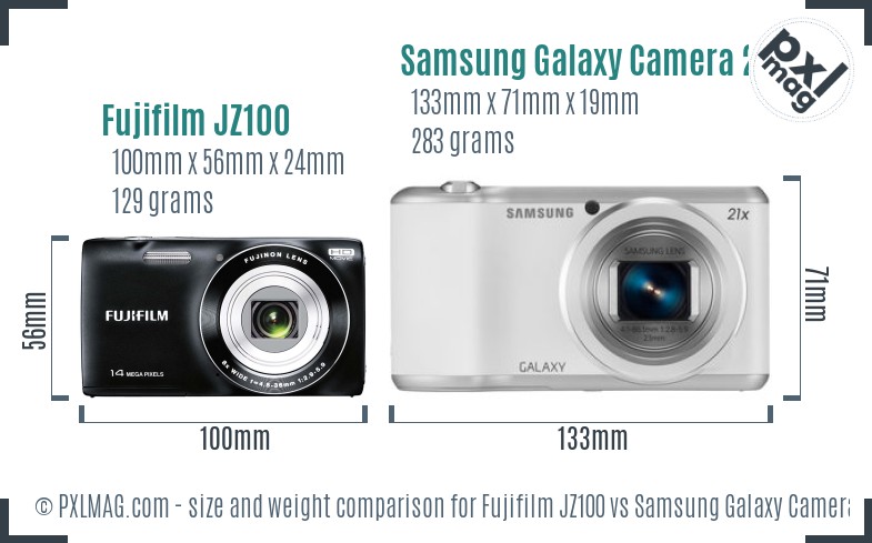 Fujifilm JZ100 vs Samsung Galaxy Camera 2 size comparison Fujifilm JZ100 vs Samsung Galaxy Camera 2 size comparison