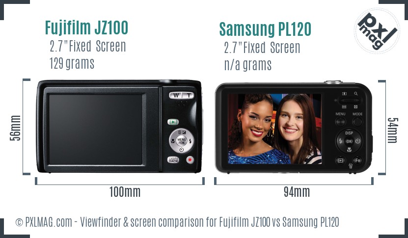 Fujifilm JZ100 vs Samsung PL120 Screen and Viewfinder comparison