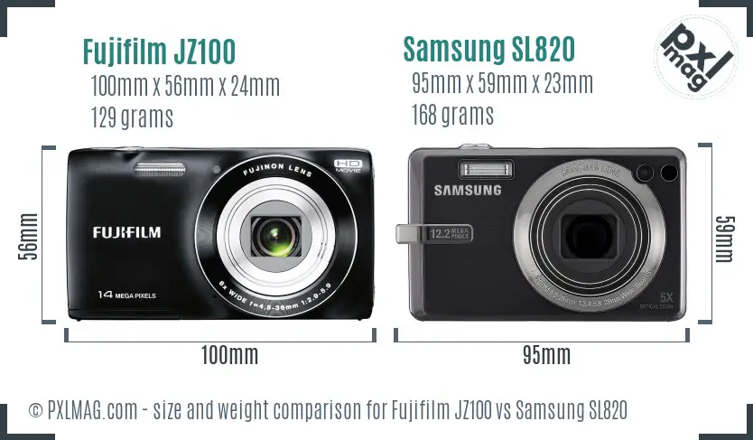 Fujifilm JZ100 vs Samsung SL820 size comparison Fujifilm JZ100 vs Samsung SL820 size comparison