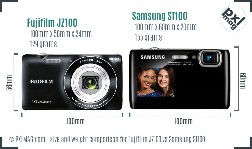 Fujifilm JZ100 vs Samsung ST100 size comparison Fujifilm JZ100 vs Samsung ST100 size comparison