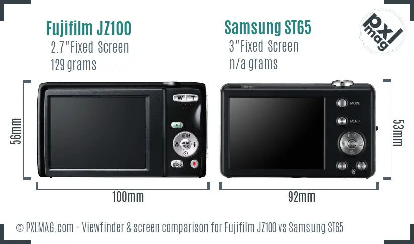 Fujifilm JZ100 vs Samsung ST65 Screen and Viewfinder comparison