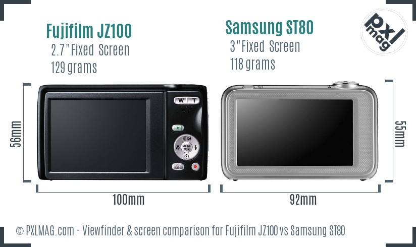 Fujifilm JZ100 vs Samsung ST80 Screen and Viewfinder comparison