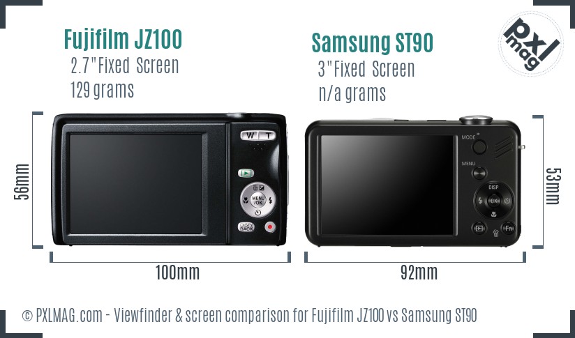 Fujifilm JZ100 vs Samsung ST90 Screen and Viewfinder comparison