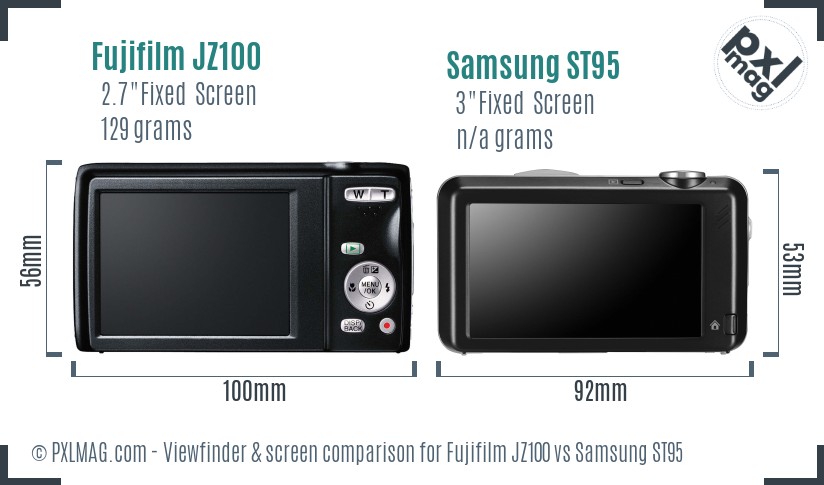 Fujifilm JZ100 vs Samsung ST95 Screen and Viewfinder comparison