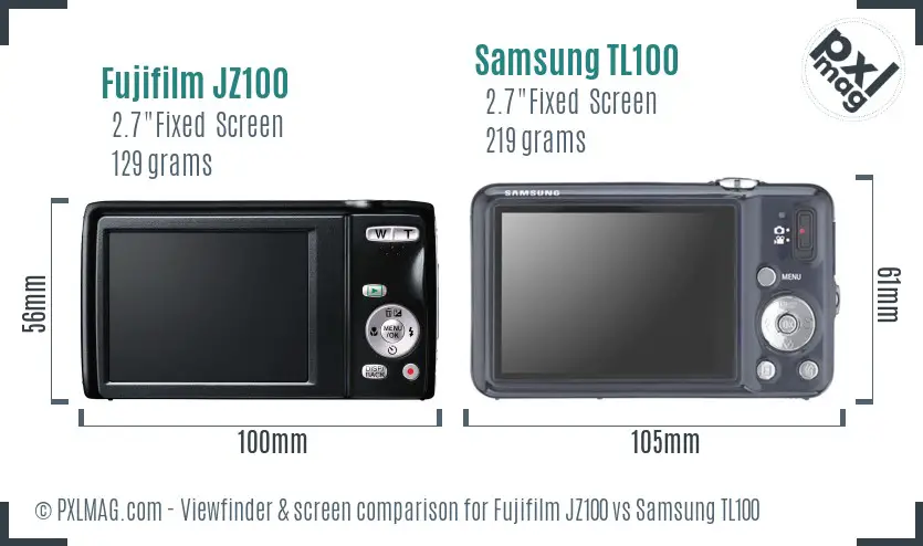 Fujifilm JZ100 vs Samsung TL100 Screen and Viewfinder comparison