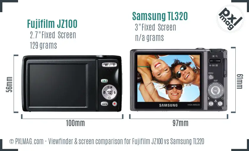 Fujifilm JZ100 vs Samsung TL320 Screen and Viewfinder comparison