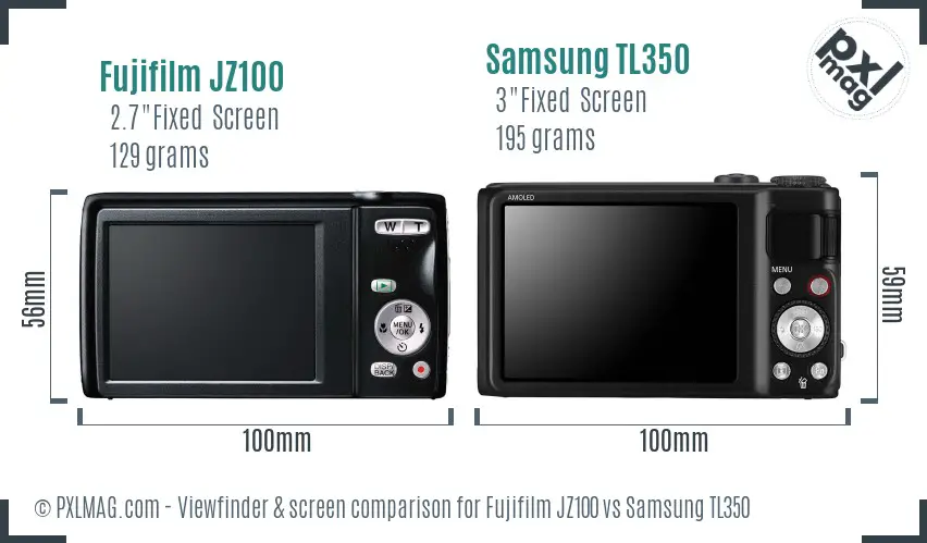 Fujifilm JZ100 vs Samsung TL350 Screen and Viewfinder comparison