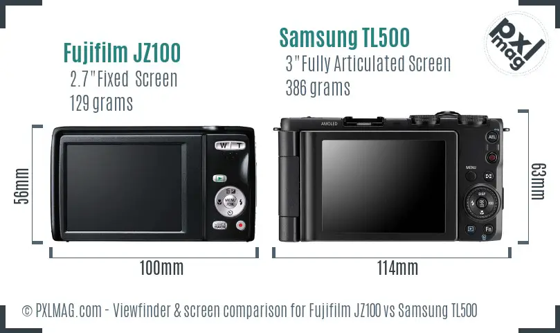 Fujifilm JZ100 vs Samsung TL500 Screen and Viewfinder comparison