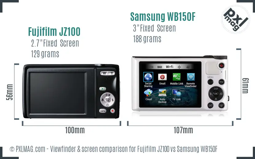 Fujifilm JZ100 vs Samsung WB150F Screen and Viewfinder comparison Fujifilm JZ100 vs Samsung WB150F Screen and Viewfinder comparison
