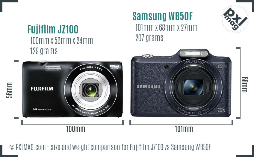 Fujifilm JZ100 vs Samsung WB50F size comparison Fujifilm JZ100 vs Samsung WB50F size comparison