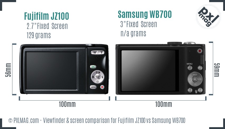 Fujifilm JZ100 vs Samsung WB700 Screen and Viewfinder comparison
