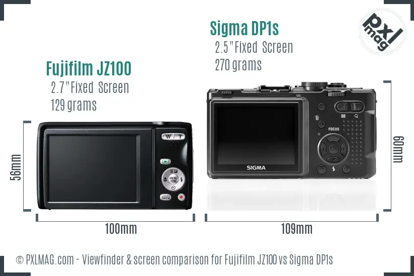 Fujifilm JZ100 vs Sigma DP1s Screen and Viewfinder comparison