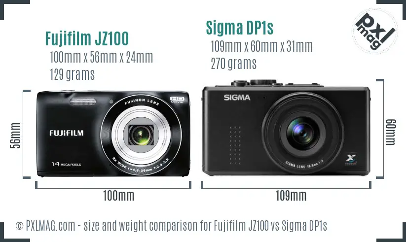 Fujifilm JZ100 vs Sigma DP1s size comparison